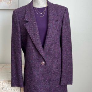 Vintage Miss Pendleton 100% Virgin Wool Blazer Jacket Purple Tweed 14
